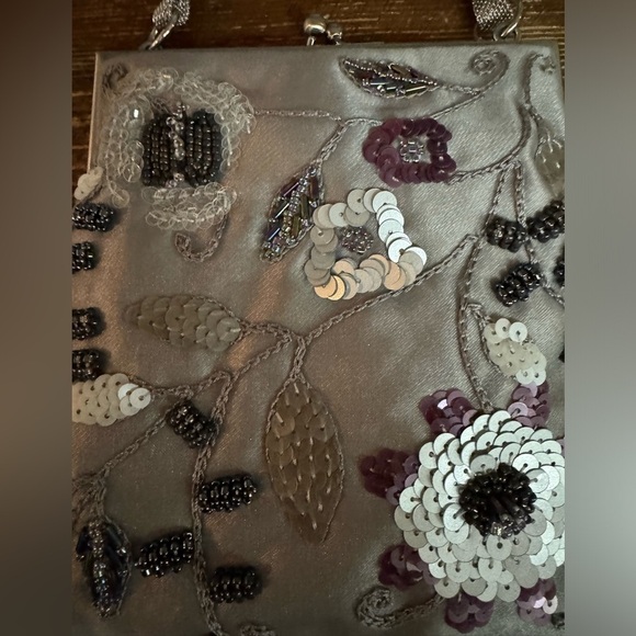 Vintage Beaded Evening bag/grey Satin by Jeanne Lottie - Picture 2 of 9